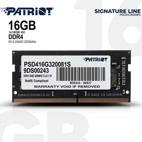 ოპერატიული მეხსიერება PATRIOT 16GB DDR4 3200MHZ SODIMMiMart.ge