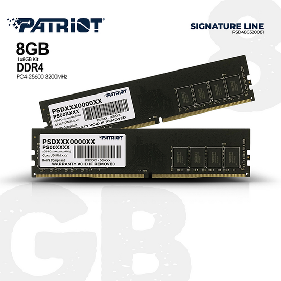 ოპერატიული მეხსიერება PATRIOT SL 8GB DDR4 3200MHZ CL22iMart.ge