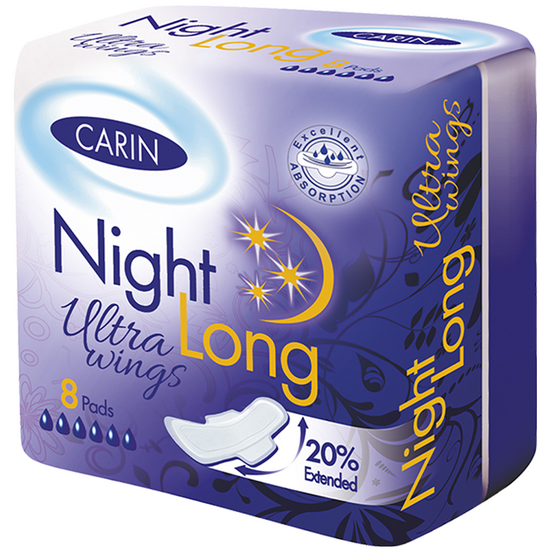 ღამის ჰიგიენური საფენი 6 წვეთიანი CARIN ULTRA NIGHTiMart.ge