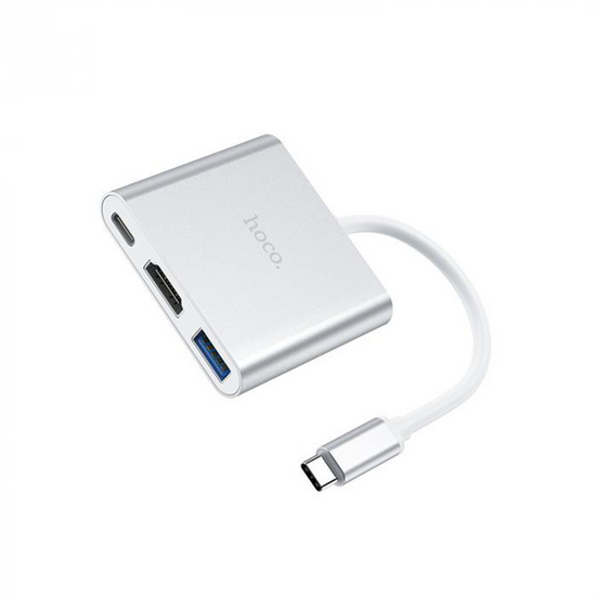 გადამყვანი HOCO HB14 EASY USE TYPE-C ADAPTER (TYPE-C TO USB3.0+HDMI+PD) SILVERiMart.ge
