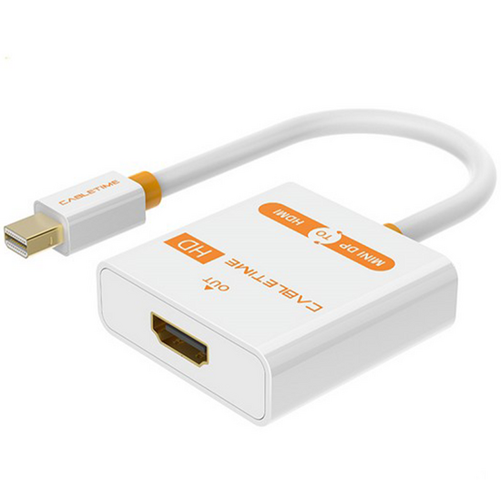 ადაპტერი CABLETIME CT-AV589-02G(4K)-W0.2 MINI DP TO HDMI ADAPTER SUPPORT 4K/30HZ WHITEiMart.ge