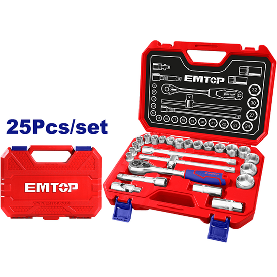 ქანჩის გასაღებების ნაკრები EMTOP ESKT12251 (25 PCS)iMart.ge