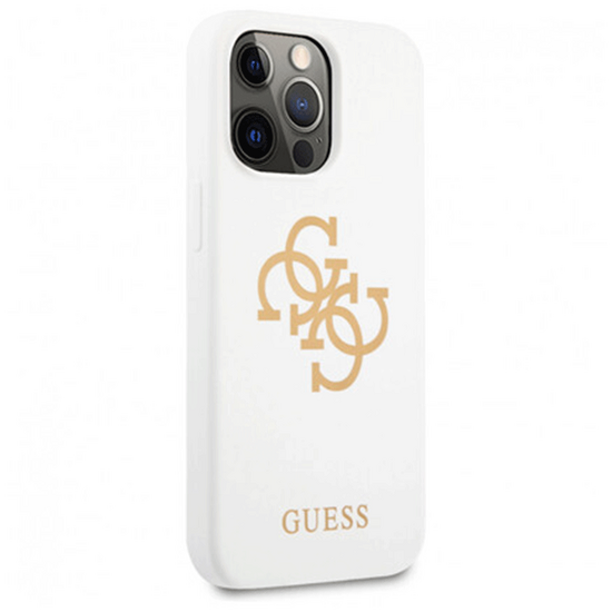 მობილური ტელეფონის ქეისი GUESS LIQUID SILICONE CASE BIG 4G WITH LOGO PRINT IPHONE 13 PRO WHITE (GUHCP13LLS4GGWH)iMart.ge