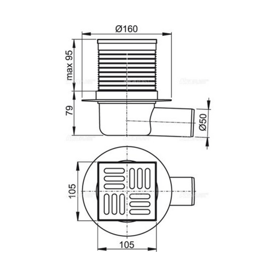 ტრაპი ALCAPLAST APV31 105x105/50 მმiMart.ge