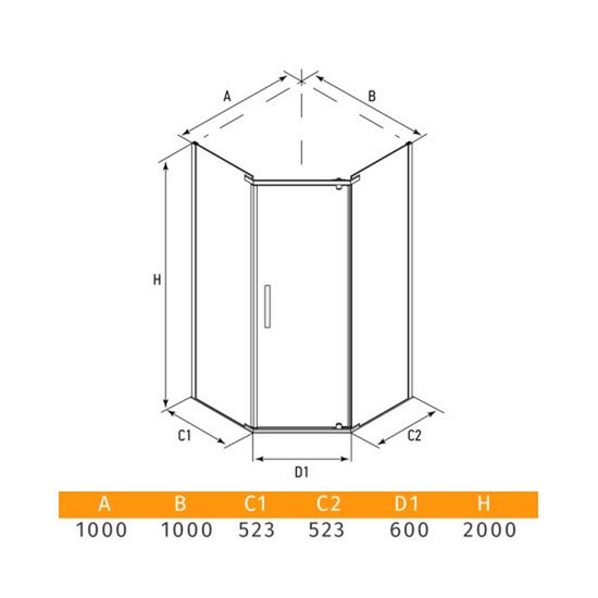 საშხაპე კაბინა ERLIT ER10110V-C1 (100X100X200 სმ)iMart.ge