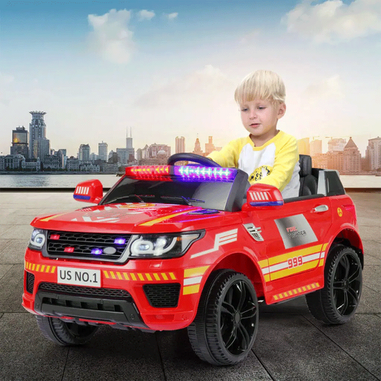 ბავშვის ელექტრო მანქანა POLICE-002 RED ტყავის სავარძლითა და კაუჩუკის საბურავებითiMart.ge