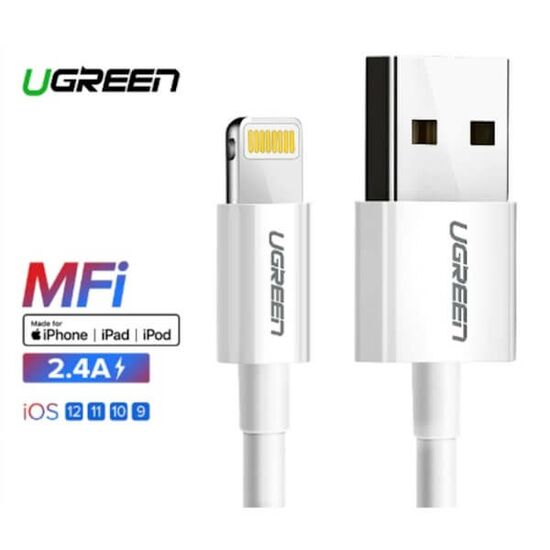 მობილურის დამტენი UGREEN US155 (20728) USB CABLE FOR IPHONE  Xs Max XR 2.4A MFi Lightning USB Fast Charging Cable for iPhone X 8 7 Mobile Phone USB Charger CordiMart.ge