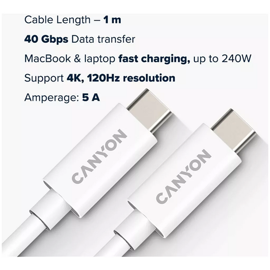 USB კაბელი CANYON CNS-USBC44W UC-44 USB-C TO USB-C 240W (1 M)iMart.ge