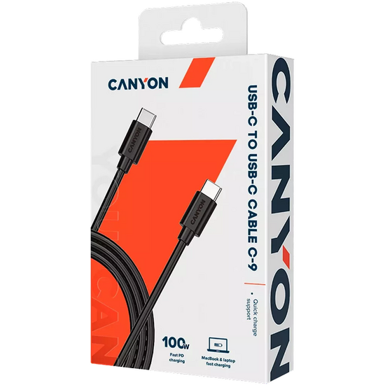 კაბელი CANYON CNS-USBC9B USB-C TO USB-C 100W 1.2M BLACKiMart.ge