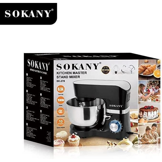 10 სიჩქარიანი სტაციონარული მიქსერი SOKANY SK-270 (1500 W, 6.5 L)iMart.ge