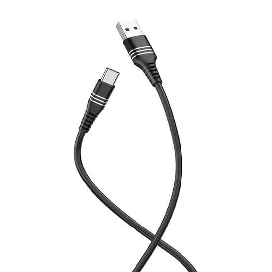 USB HOCO U46 TRICYCLIC USB TO TYPE-C CHARGING CABLE BLACK - 1MiMart.ge