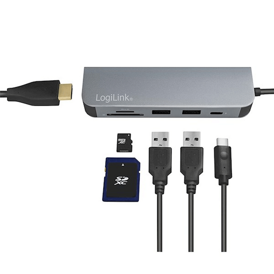 USB-C ჰაბი LOGILINK UA0343 GREYiMart.ge