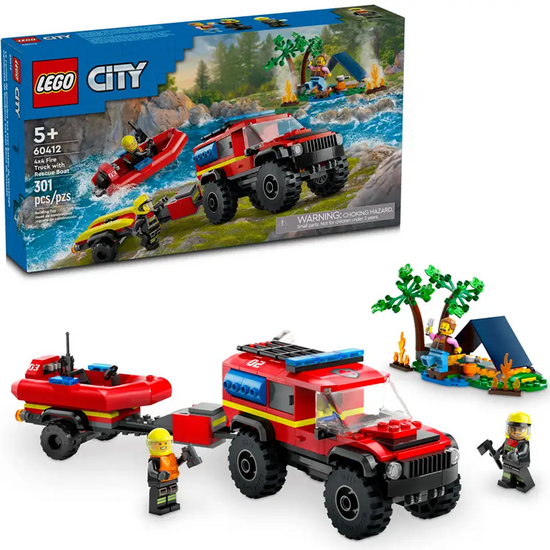 კონსტრუქტორი LEGO 4X4 FIRE TRUCK WITH RESCUE BOAT (60412)iMart.ge