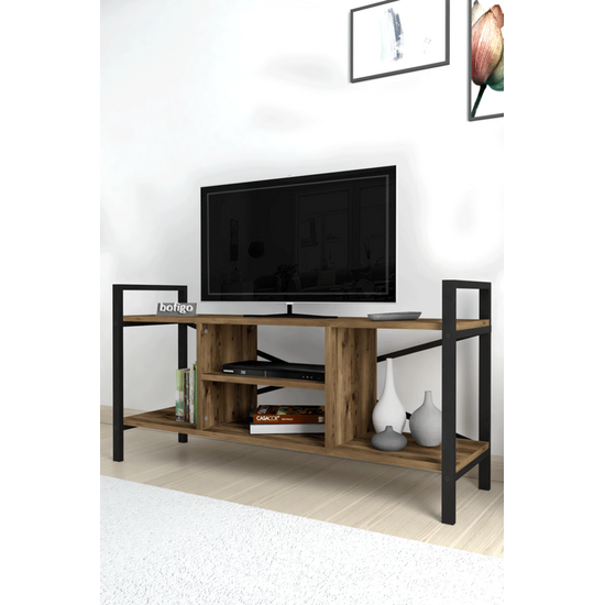 ტელევიზორის მაგიდა მეტალის კარკასით და მუქი ხის ფაქტურით BOFIGO (61*120*35 სმ)iMart.ge