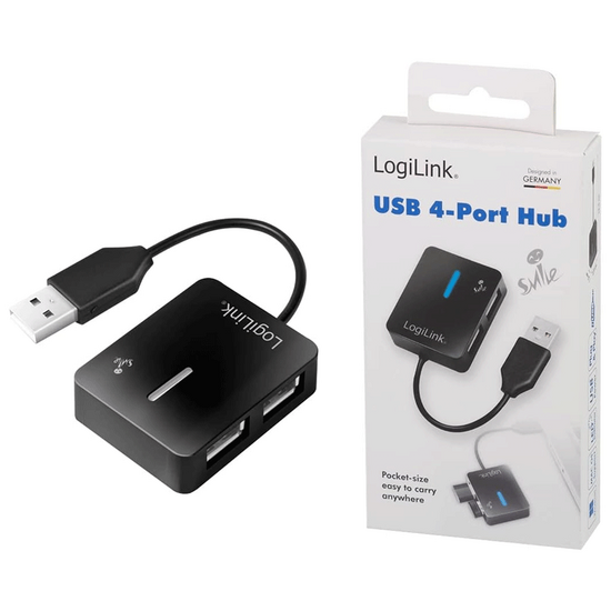 USB ჰაბი LOGILINK UA0139 USB 2.0 HUB 4-PORT BLACKiMart.ge