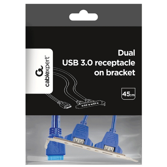კაბელი GEMBIRD CC-USB3-RECEPTACLE DUAL USB 3.0 RECEPTACLE ON BRACKET (0,45 M)iMart.ge