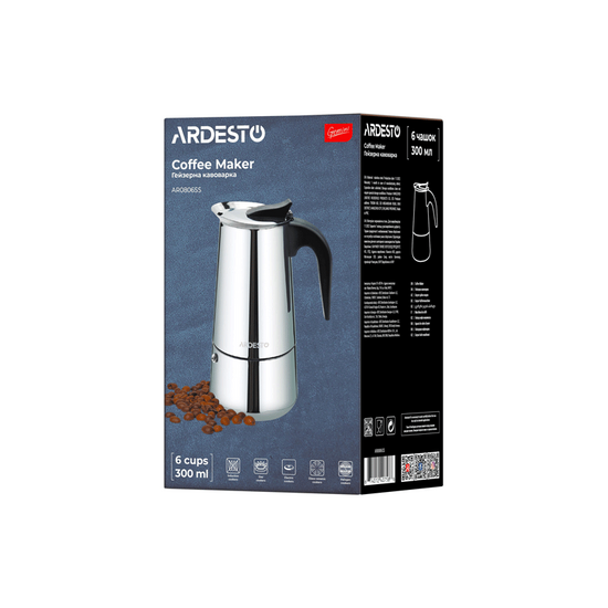 6 ჭიქიანი ყავის მადუღარა ARDESTO AR0806SS (0.3 L, STAINLESS STEEL)iMart.ge