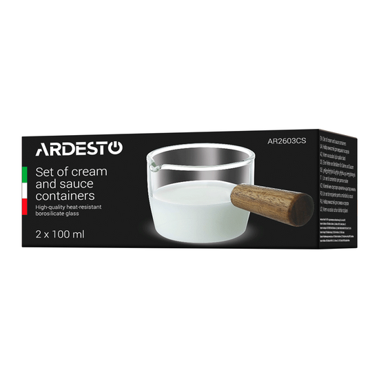 მინის ქილების ნაკრები ARDESTO AR2603CS SET OF CAPACITY FOR CREAM AND SAUCE,  100ML, 2 PCS, BOROSILICATE GLASS, TRANSPARENTiMart.ge