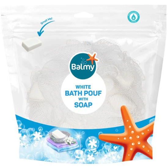 აბაზანის ღრუბელი G24 BALMY BATH POUF WHITE SOAPiMart.ge