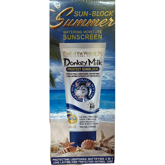ვირის რძის მზისგან დამცავი კრემი (1 + 1 აქცია) WOKALI DONKEY MILK SPF 60 PA+++, UVA/UVB PROTECTION (130 ML)iMart.ge
