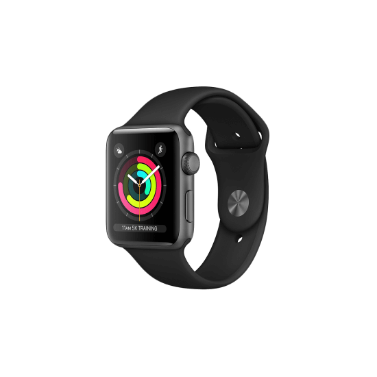 SMART საათი APPLE SMART WATCH SERIES 3 GPS, 38mm SPACE GRAY ALUMINIUM CASE WITH BLACK SPORT BAND, MODEL A1858 (MTF02FS/A)iMart.ge