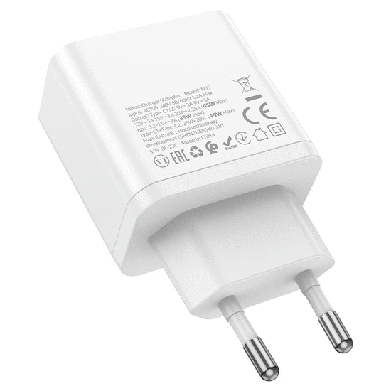 დამტენის ადაპტერი HOCO N35 STREAMER DUAL-PORT PD45W (2C) WHITEiMart.ge