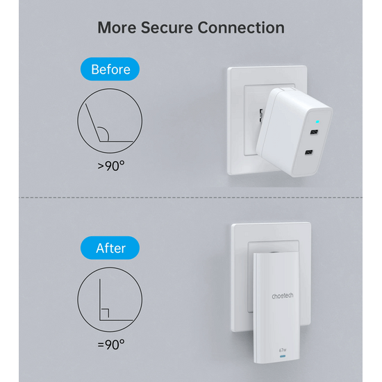 დამტენი ადაპტერი CHOETECH PD6011 67W WHITEiMart.ge