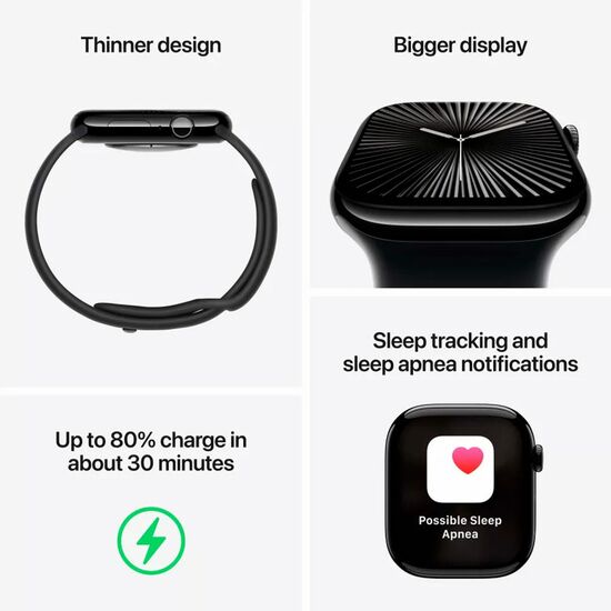 სმარტ საათი APPLE WATCH SERIES 10 MWWF3QI/A GPS 42MM JET BLACK M/L (1.77", 446X374)iMart.ge