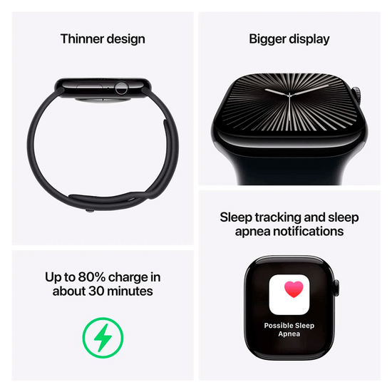 სმარტ საათი APPLE WATCH SERIES 10 GPS MWWM3 M/L (46MM) SILVER ALUMINUM WITH DENIM SPORT BANDiMart.ge