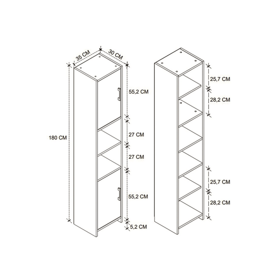 6 დონიანი მრავალფუნქციური კარადა BF-784 (180x35CM)iMart.ge