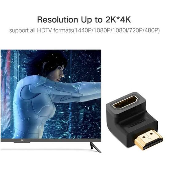კუთხის HDMI ადაპტერი UGREEN HD112 (20109) HDMI Male to Female Adapter DowniMart.ge
