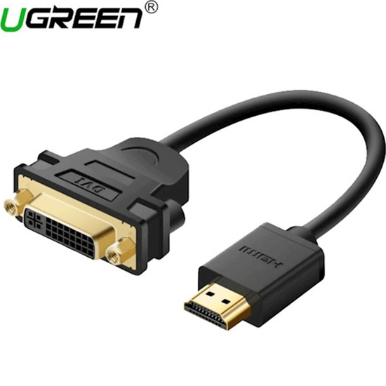 ადაპტერი UGREEN 20136 HDMI MALE TO  DVI FEMALE ADAPTER CABLE 22cm (BLACK) HDMI TO DVIiMart.ge