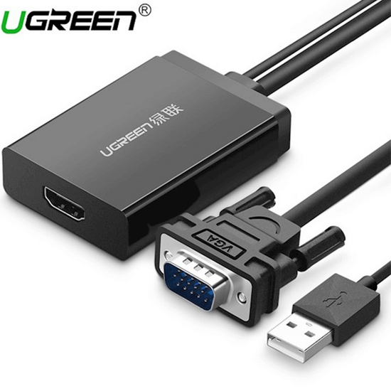 ადაპტერი UGREEN MM106 (40213) VGA + USB Audio to HDMI Converter 0.5m (Black)iMart.ge