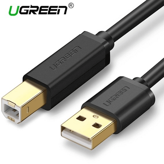 პრინტერის კაბელი UGREEN US135 (10352) USB 2.0 AM TO BM PRINT CABLE 5M  GOLD-PLATED (BLACK) 5MiMart.ge
