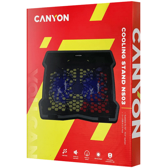 კომპიუტერის გამაგრილებელი, ქულერი CANYON COOLER CNE-HNS03 2FAN 2USB LED BLACKiMart.ge