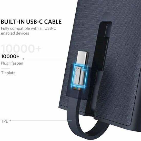 პორტატული დამტენი UGREEN PB108 (40972) 10000mAh Power Bank with Type C Cable (Blue)iMart.ge