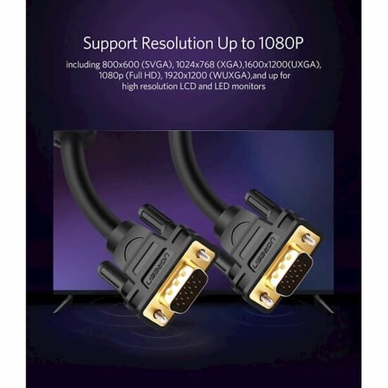 VGA კაბელი UGREEN VG101 (11634) VGA Male to Male Cable 15m (Black)iMart.ge