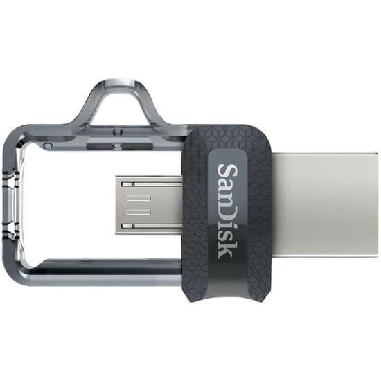 USB ფლეშ მეხსიერება SANDISK 128GB Ultra Dual Drive M3.0 for Android & PC (SDDD3-128GR)iMart.ge