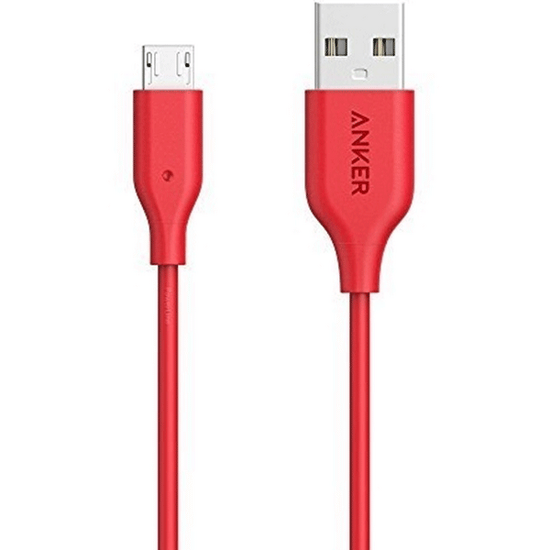 USB კაბელი ANKER POWERLINE MICRO USB (10ft) RED OFFLINE PACKAGING A8134H91iMart.ge