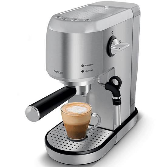 ყავის აპარატი SENCOR COFFEE MAKER SES 4900SS ESPRESSO MACHINE  20Bar,1and2Cup,Cup warmer,Power 1400W, 33,1x16,5x32,5sm, 4.1Kg, SteeliMart.ge