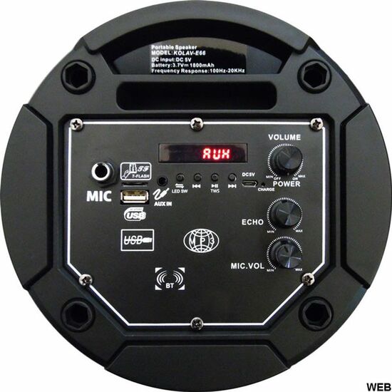 პორტატული აკუსტიკური სისტემა (დინამიკი) AILIANG KOLAV E-66 აკუმულატორითა და მიკროფონით (FM,BLUETOOTH,USB,TF, კარაოკე)iMart.ge