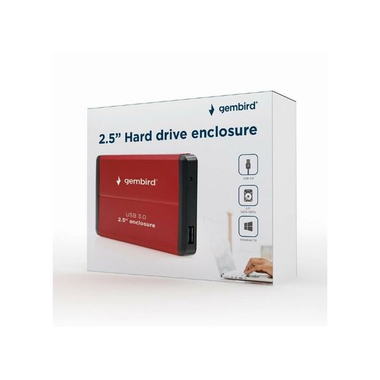 გარე მყარი დისკის ჩასადები GEMBIRD PC COMPONENTS/ HDD/ EXTERNAL/ 2.5"/USB 3.0 2.5'' ENCLOSURE, RED (EE2-U3S-2-R)iMart.ge