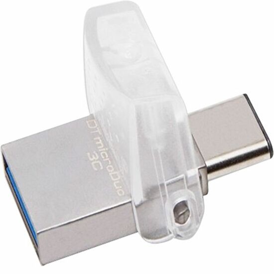 ფლეშ მეხსიერება KINGSTON 64GB USB 3.1+Type-C DT MICRO METAL SILVERiMart.ge