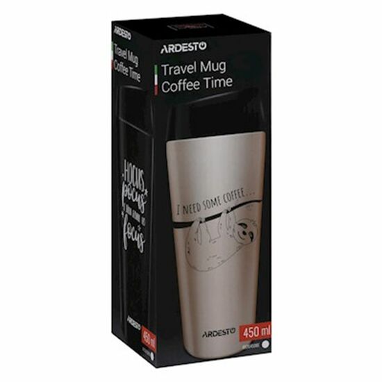 თერმოსი ARDESTO TRAVEL MUG   COFFEE TIME CUP  450 ML, BROWN, S/SiMart.ge