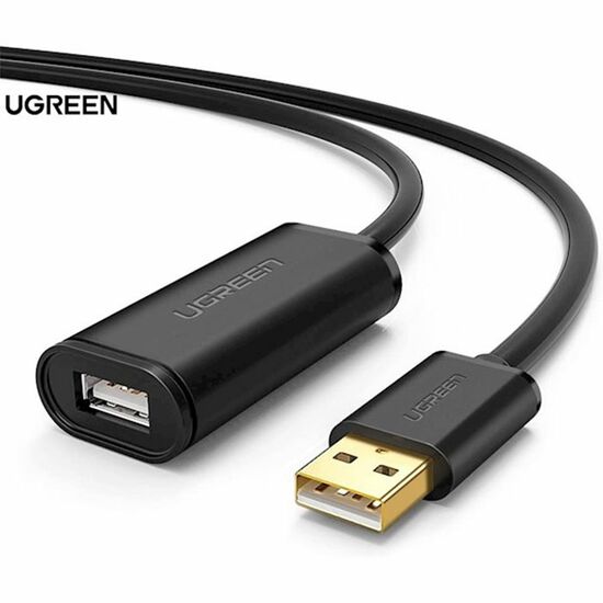 USB დამაგრძელებელი UGREEN (10321) USB MALE  TO USB FEMALE ACTIVE EXTENSION CABLE WITH CHIPSET 10m (BLACK)iMart.ge