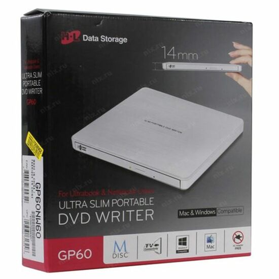 ოპტიკური დისკის წამკითხველი HITACHI-LG GP60NW60 DVD+-R/RW USB2.0 EXT RET ULTRA SLIM WHITEiMart.ge