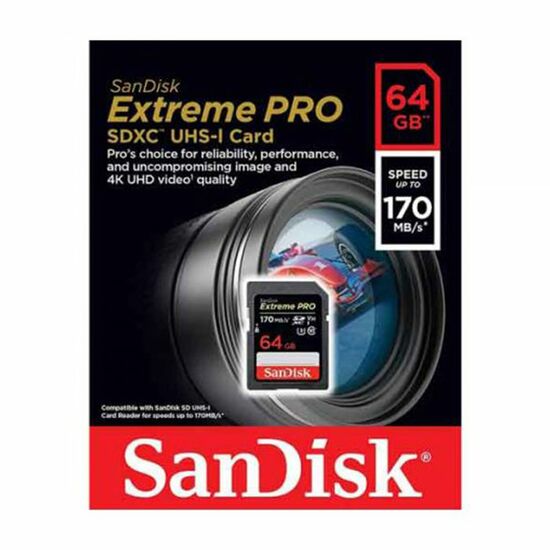 მეხსიერების ბარათი SANDISK 64GB SDXC C10 UHS-I U3 R170/W90MB/s EXTREME  PROiMart.ge
