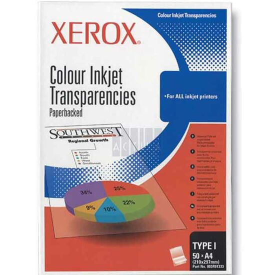 საოფისე ქაღალდი (ფირი ლაზერული ბეჭდვისთვის) XEROX PAPER COLOR INKJET TRANSPARENCIES A4 TYPE L 003R91333iMart.ge