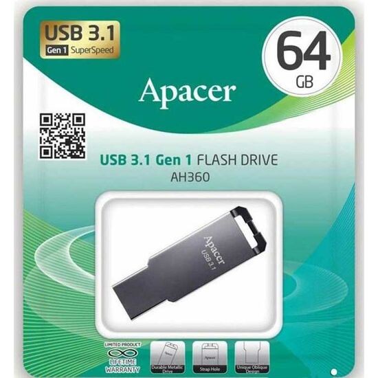 USB ფლეშ მეხსიერება APACER AP64GAH360A-1 (ნაცრისფერი)iMart.ge