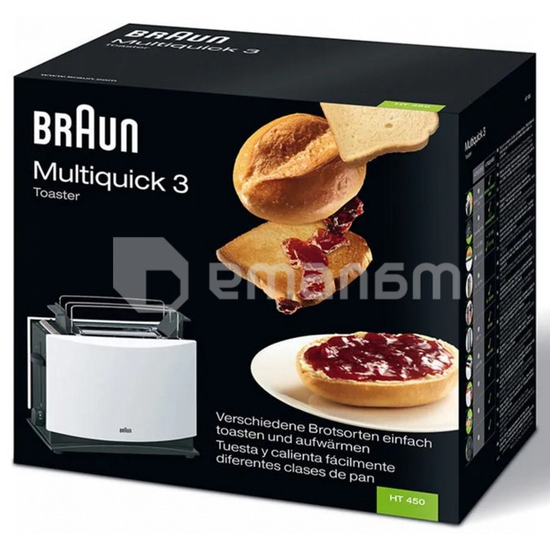 2 განყოფილებიანი ტოსტერი  BRAUN HT450WH (1000W)iMart.ge